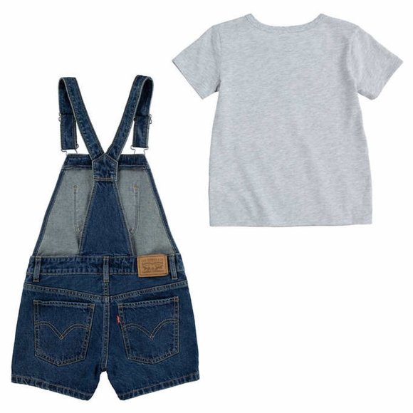 Levi's Denim Shortalls Overall's And T-shirt Red White Blue Girls Size Med NWT - Picture 4 of 9
